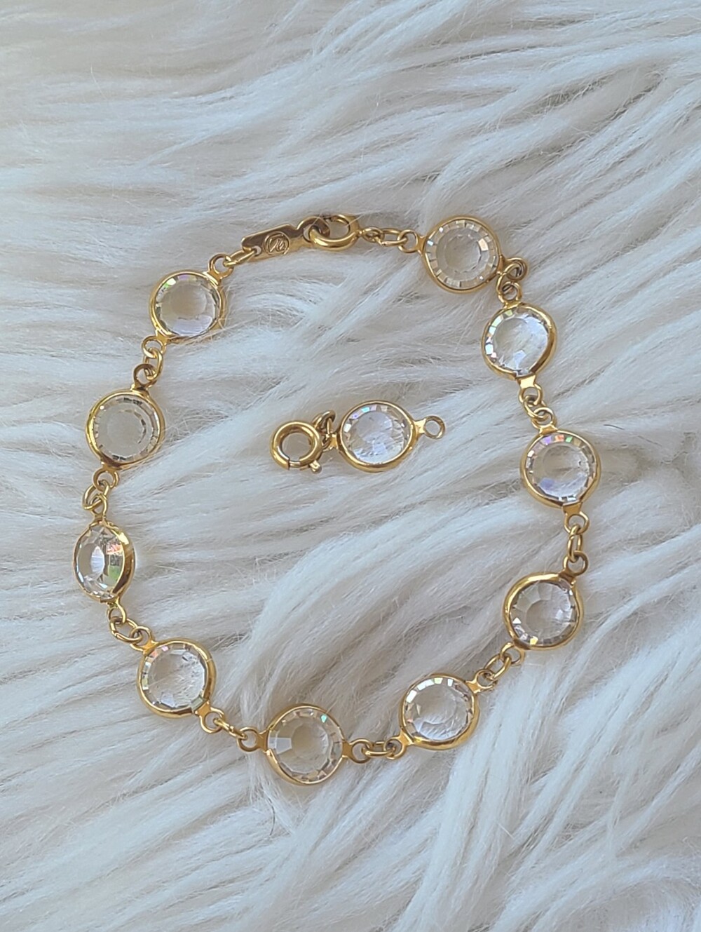 Swarovski Bezel Bracelet with Gold Tone and Clear Crystals - Great Condition